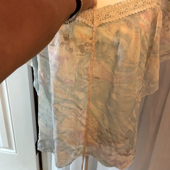 Anna Sui Silk Pastel Marbled flutter sleeve top -Super Stunner Staple - Picture 8 of 8